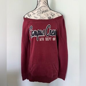 Vintage Varsity Burgundy Campus Crew Sweatshirt